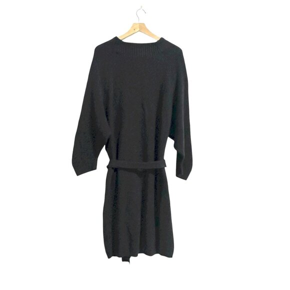 BROCHU WALKER The Leith Belted Knit Dress In Dark Charcoal Melange, Size L, NWT - Picture 4 of 15